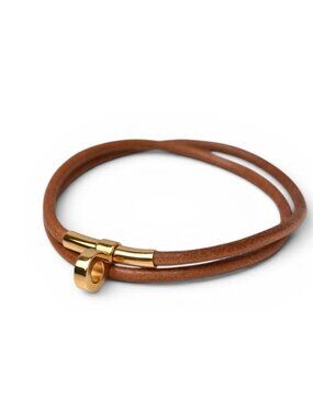 Hermes Bangle Bracelet Double Kelly Choker Brown